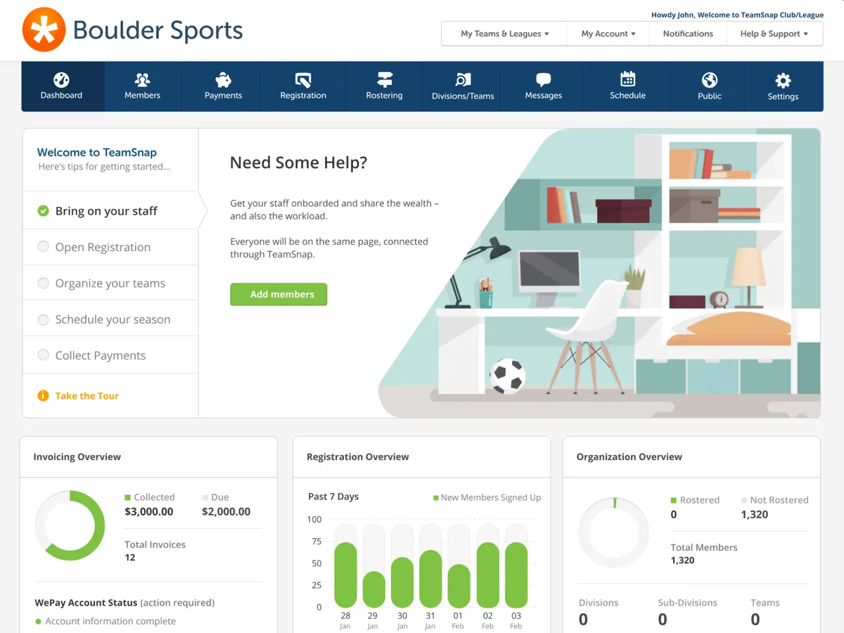 TeamSnap Dashboard