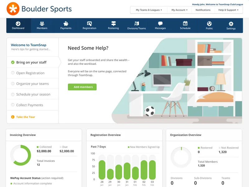 TeamSnap Dashboard